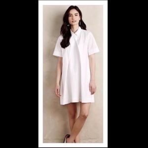 Anthropologie Button Pleat Shirt Dress